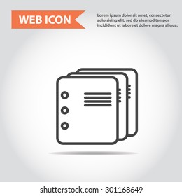 Illustration of copy-book for learning and writing, paper document, web icon, vector.