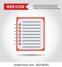 Illustration of copy-book for learning and writing, paper document, web icon, vector.