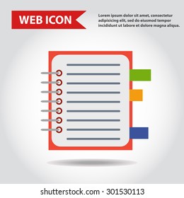 Illustration of copy-book for learning and writing, paper document, web icon, vector.
