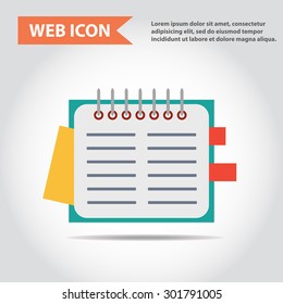 Illustration of copy-book for learning and writing, paper document, web icon, vector.