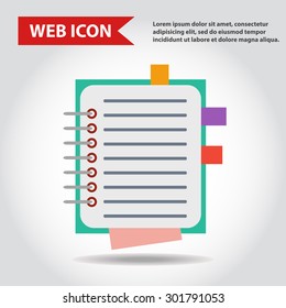 Illustration of copy-book for learning and writing, paper document, web icon, vector.