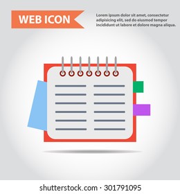 Illustration of copy-book for learning and writing, paper document, web icon, vector.