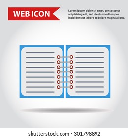 Illustration of copy-book for learning and writing, paper document, web icon, vector.