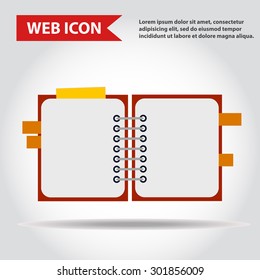Illustration of copy-book for learning and writing, paper document, web icon, vector.