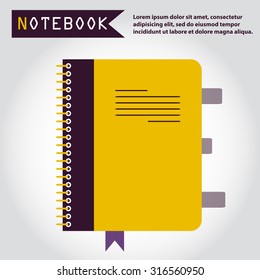 Illustration of copy-book for learning and writing, paper document, web icon, vector.