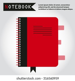 Illustration of copy-book for learning and writing, paper document, web icon, vector.