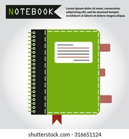 Illustration of copy-book for learning and writing, paper document, web icon, vector.