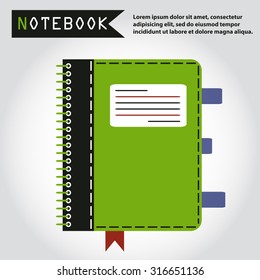 Illustration of copy-book for learning and writing, paper document, web icon, vector.