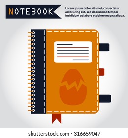 Illustration of copy-book for learning and writing, paper document, web icon, vector.