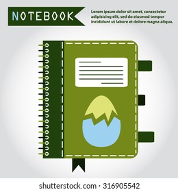 Illustration of copy-book for learning and writing, paper document, web icon, vector.