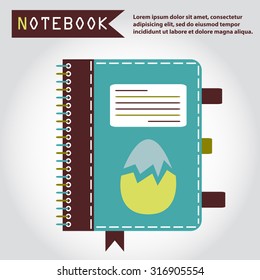 Illustration of copy-book for learning and writing, paper document, web icon, vector.