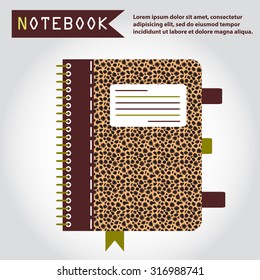 Illustration of copy-book for learning and writing, paper document, web icon, vector.
