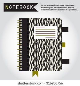 Illustration of copy-book for learning and writing, paper document, web icon, vector.