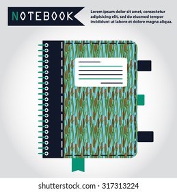 Illustration of copy-book for learning and writing, paper document, web icon, vector.