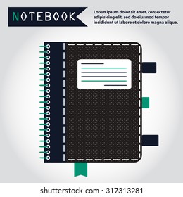 Illustration of copy-book for learning and writing, paper document, web icon, vector.