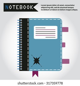 Illustration of copy-book for learning and writing, paper document, web icon, vector.