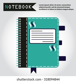 Illustration of copy-book for learning and writing, paper document, web icon, vector. Illustraited with vapor or waves.