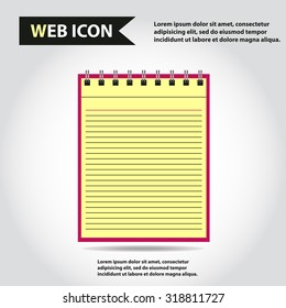 Illustration of copy-book for learning and writing, paper document, web icon, vector.