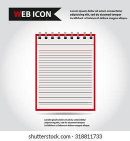 Illustration of copy-book for learning and writing, paper document, web icon, vector.