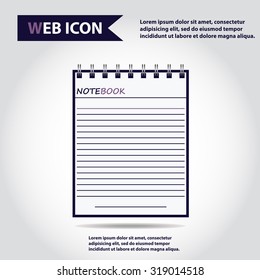 Illustration of copy-book for learning and writing, paper document, web icon, vector.