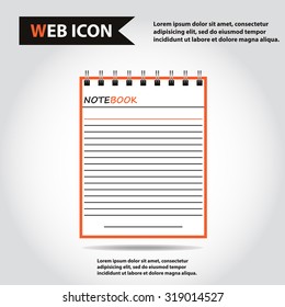 Illustration of copy-book for learning and writing, paper document, web icon, vector.