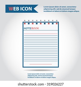 Illustration of copy-book for learning and writing, paper document, web icon, vector.