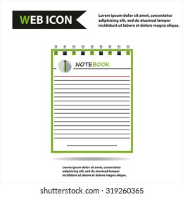 Illustration of copy-book for learning and writing, paper document, web icon, vector. Tie flat icon.