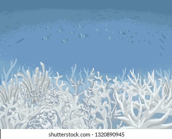 Illustration of Corals Turned White Under the Seas. Coral Bleaching