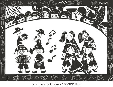 illustration of cordel style music and dance performances