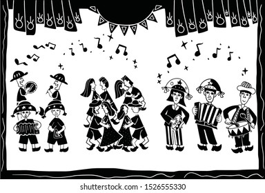 illustration of cordel style music and dance performances
