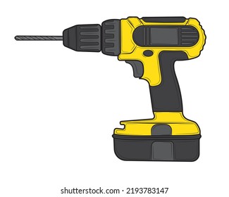 Illustration Cordless Drill On White Background Stock Vector (Royalty ...