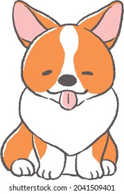 Illustration of Corgi sitting and sticking out his tongue