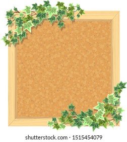 Illustration of cork board decorated with ivy