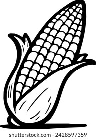 illustration of corn for coloring book