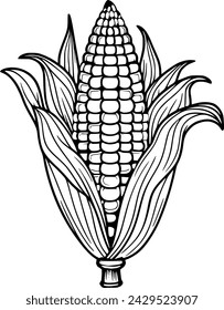 illustration of corn for coloring book