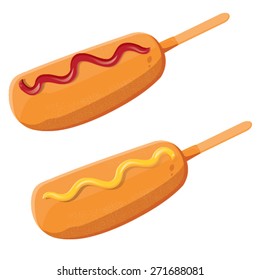 Illustration. Corn Dog On White Backgrounds 3