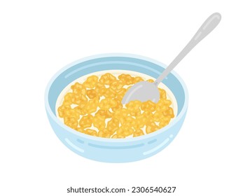 Ilustración de copos de maíz con leche.