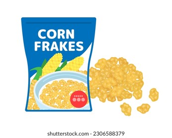 An illustration of corn flakes in a pack.