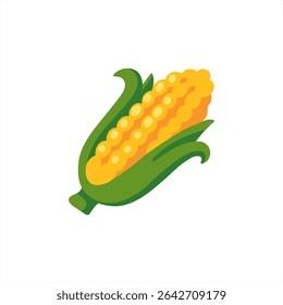 uma ilustração de milho em um espiga de milho branco .Golden isolado. Milho na casca, vetor 10 eps.