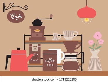 Illustration einer Ecke eines Cafés