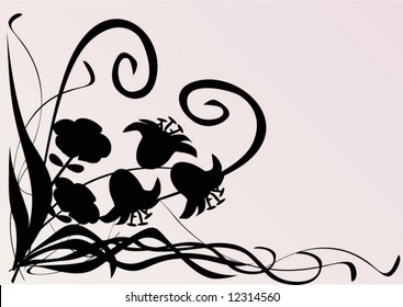 illustration with corner flower silhouette