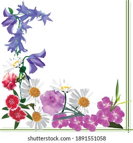 Illustration Corner Flowers Isolated On White Stock Vector (Royalty ...