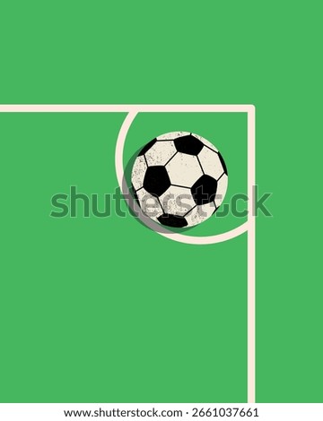 Illustration of a corner kick scene on a football field. Background for posters, social media, sports advertisements, football-related content, and tournament campaigns.