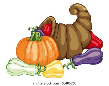 illustration of a cornucopia isolated on white background.