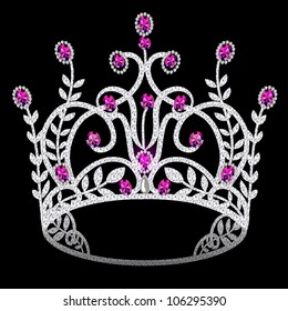 illustration corona diadem feminine wedding with ruby on black background