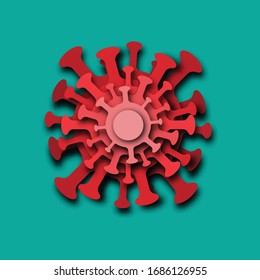 illustration of corona virus in cut out 3d effect vector in red green dangerous contagious sickness