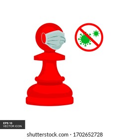 Illustration of the corona virus epidemic situation. chess game. Vector illustration.