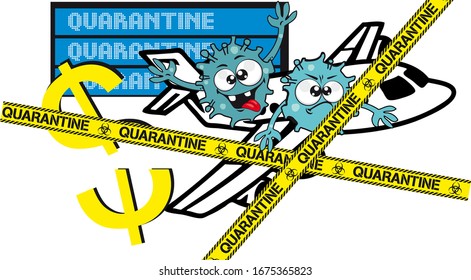 illustration of the corona virus quarantine in all over the world