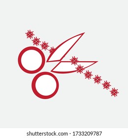 illustration of corona virus scissors vector design