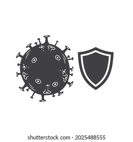illustration of corona virus and shield 